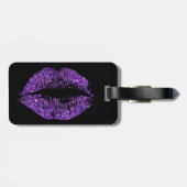 Étiquette À Bagage Lèvres pourpres de parties scintillantes (Dos horizontal)