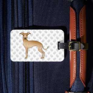 Étiquette À Bagage Lévrier Italien Fauve Chien Mignon Avec Texte Pers