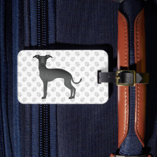 Étiquette À Bagage Lévrier Italien Noir Chien Mignon Avec Texte Perso