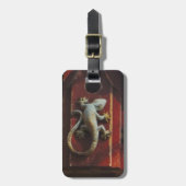 Étiquette À Bagage lézard gris sur bois usé (Devant Vertical)