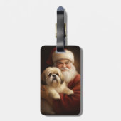Étiquette À Bagage Lhasa Apso Avec Noël Festif Du Père Noël (Dos Vertical)