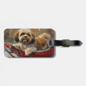Étiquette À Bagage Lhasa Apso Chien Fête de Noël (Dos horizontal)