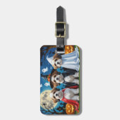 Étiquette À Bagage Lhasa Apso Chiens Citrouille Halloween Funny (Devant Vertical)