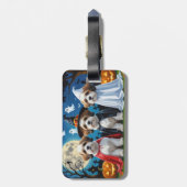 Étiquette À Bagage Lhasa Apso Chiens Citrouille Halloween Funny (Dos Vertical)
