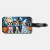 Étiquette À Bagage Lhasa Apso Chiens Citrouille Halloween Funny (Dos horizontal)