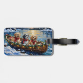 Étiquette À Bagage Lhasa Apso Christmas Boat Holiday (Dos horizontal)