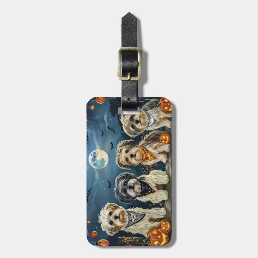 Étiquette À Bagage Lhasa Apso Halloween Éffrayant (Devant Vertical)