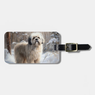 Étiquette À Bagage Lhasa Apso Laissez Tomber la Neige Noël
