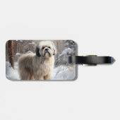 Étiquette À Bagage Lhassa Apso Laisse Neige Noël (Dos horizontal)