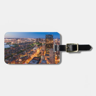 Étiquette À Bagage L'horizon de Boston au crépuscule