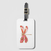 Étiquette À Bagage libellule de fleurs avec sakura de bijoux (Devant Vertical)