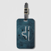Étiquette À Bagage Libra noir & argent zodiac constellation turquoise (Devant Vertical)