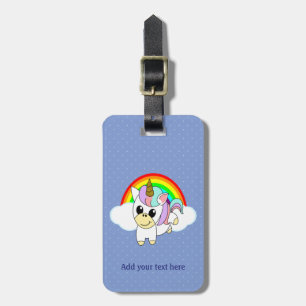 Étiquette À Bagage Licorne, Arc-en-ciel et Nuages Personnalisés