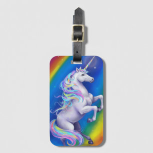 Étiquette À Bagage Licorne avec Arc-en-Ciel