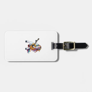 Étiquette À Bagage Licorne Cool Jouant de la Guitare _ Drôle d'Animal
