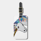 Étiquette À Bagage licorne holographique (Devant Vertical)