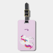 Étiquette À Bagage Licorne magique sur l'information pourpre de (Devant Vertical)