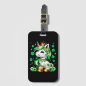 Étiquette À Bagage Licorne Mignonne Trèfle St Patrick (Devant Vertical)