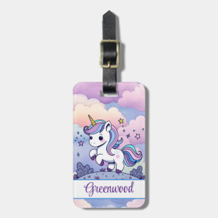 Étiquette À Bagage Licorne Pastel, Nuages Colorés, Personnalisé