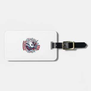 Étiquette À Bagage Licorne Patriotique Gravure Vintage Graphique_1