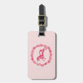 Étiquette À Bagage Licorne rose et fleurs (Devant Vertical)