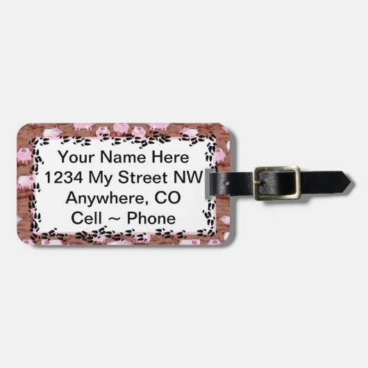 Étiquette À Bagage L'identification étiquette le ~ Piggys rose (Devant horizontal)