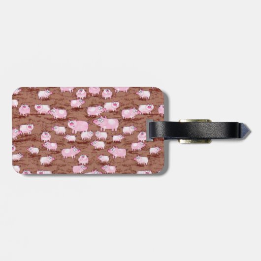 Étiquette À Bagage L'identification étiquette le ~ Piggys rose (Dos horizontal)