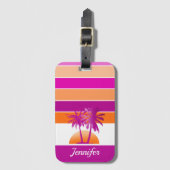 Étiquette À Bagage Life at the Beach Cool Sunset Pink and Orange (Devant Vertical)
