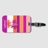 Étiquette À Bagage Life at the Beach Cool Sunset Pink and Orange (Devant Horizontal)