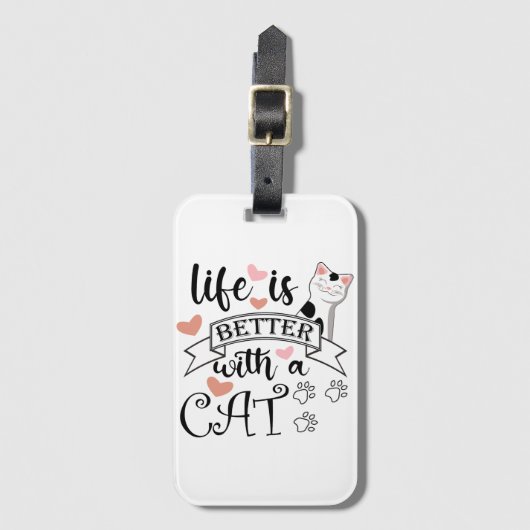 Étiquette À Bagage Life is Better With a Cat quote slogan (Devant Vertical)