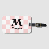 Étiquette À Bagage Light Red Checkered Pattern Background (Devant Horizontal)