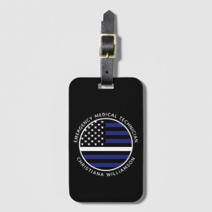Étiquette À Bagage Ligne blanche mince personnalisée USA Drapeau EMS