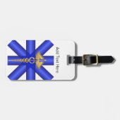 Étiquette À Bagage Lignes bleues/symbole caducée EMT d'or (Devant horizontal)