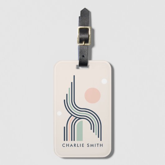 Étiquette À Bagage Lignes d'art géométrique abstraites rétro arches c (Devant Vertical)