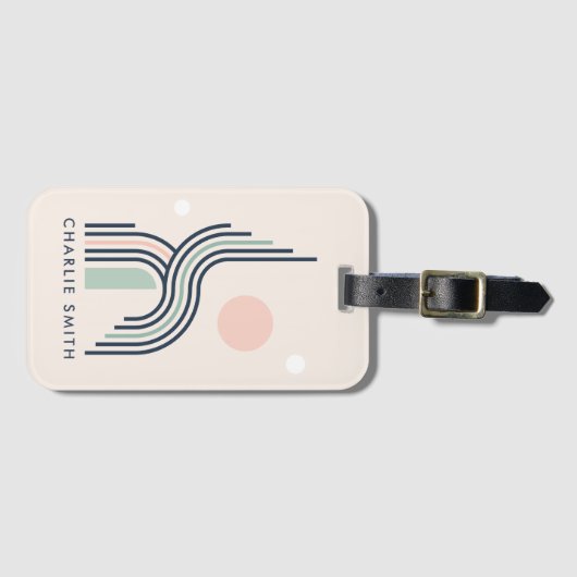 Étiquette À Bagage Lignes d'art géométrique abstraites rétro arches c (Devant Horizontal)