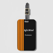 Étiquette À Bagage Lignes de bandes orange noir (Devant Vertical)
