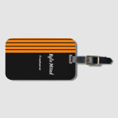 Étiquette À Bagage Lignes de bandes orange noir (Devant Horizontal)