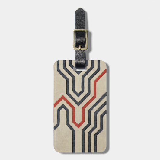 Étiquette À Bagage Lignes graphiques orange et bleu (Devant Vertical)