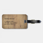 Étiquette À Bagage Lignes noires en bois moderne Monogramme gras (Dos horizontal)