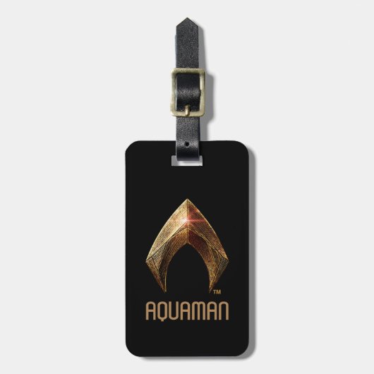 Étiquette À Bagage Ligue de Justice | Symbole d'aquaman métallique (Devant Vertical)