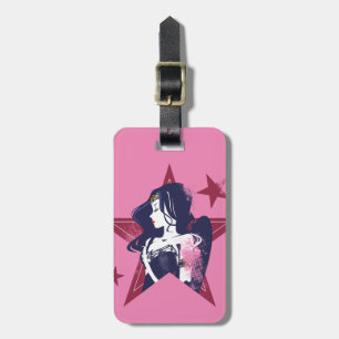 Étiquette À Bagage Ligue de Justice   Wonder Woman & Stars Pop Art