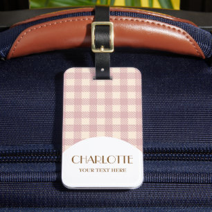 Étiquette À Bagage lilac lavander preppy violet pâle en vichy vérifié
