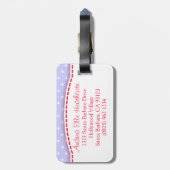 Étiquette À Bagage Lilac rouge ladybug & pois nommé étiquette de baga (Dos Vertical)