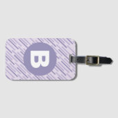 Étiquette À Bagage Lilas Moderne Violet Monogramme à Rayures Diagonal (Devant Horizontal)