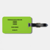 Étiquette À Bagage lime green black équipe cadeaux volley-ball (Dos horizontal)