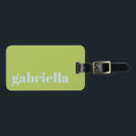 Étiquette À Bagage Lime Green Blue Bold Typographie Nom personnalisé<br><div class="desc">Audacieuse Typographie moderne Nom personnalisé Bagage Tag in Lime Green and Pastel Light Blue</div>