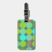 Étiquette À Bagage Lime Vert Turquoise Turquoise & Rust Cercles Monog (Devant Vertical)