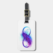 Étiquette À Bagage L'infini avec plume violette (Devant Vertical)