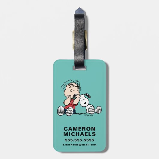 Étiquette À Bagage Linus consolé avec l'oreille de Snoopy (Dos Vertical)