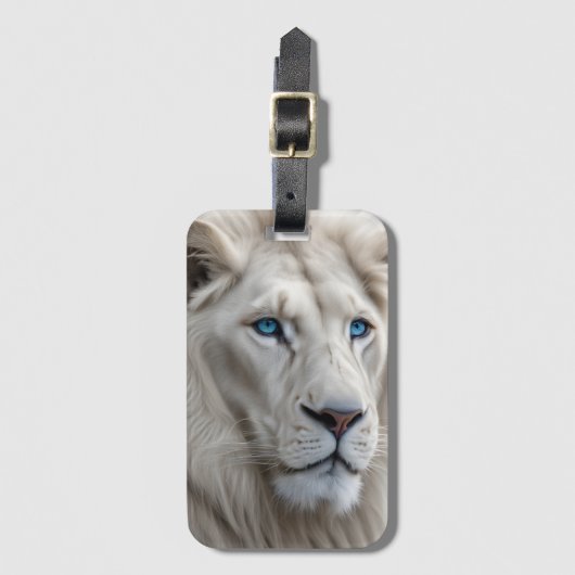 Étiquette À Bagage Lion blanc (Devant Vertical)